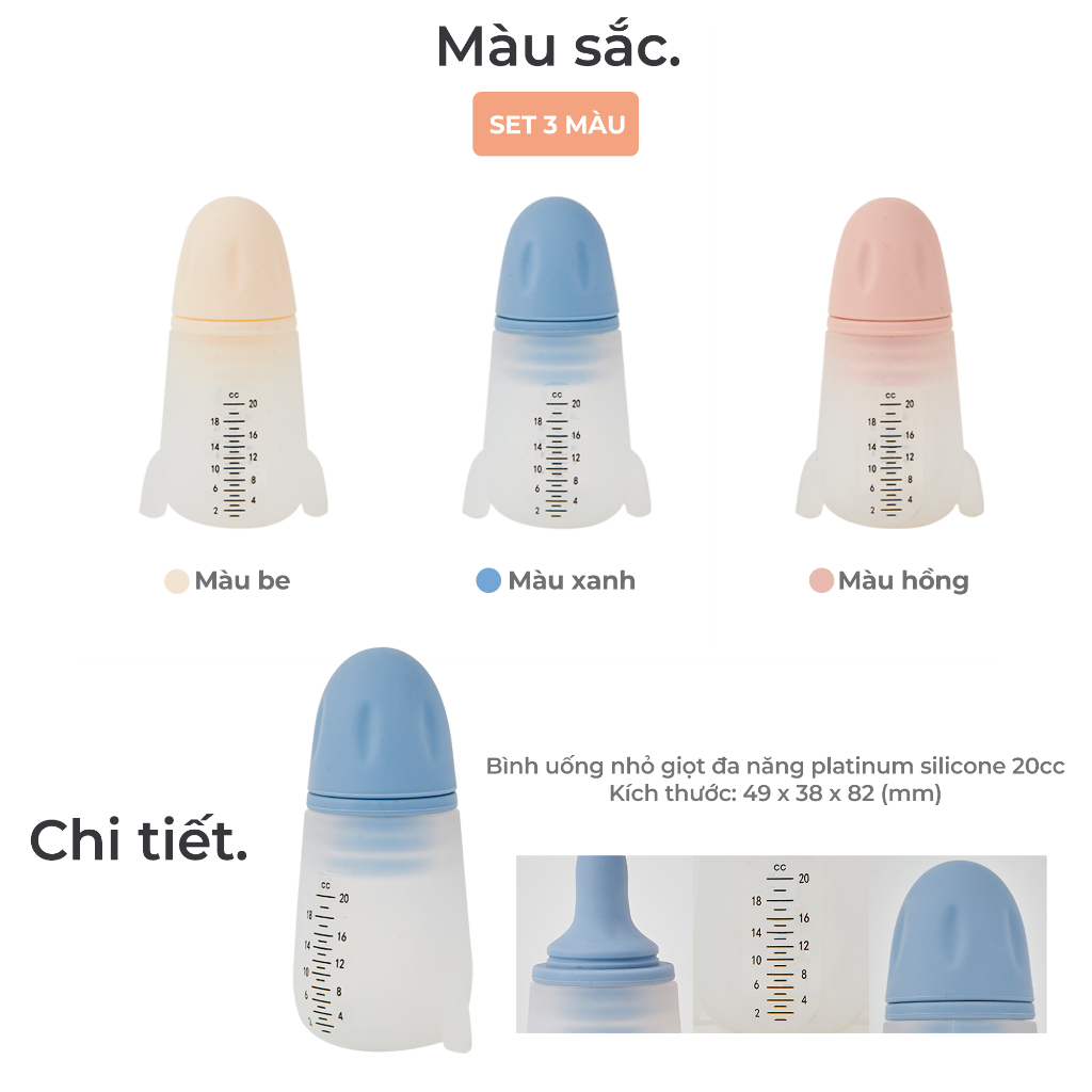 Firgi Korea Platinum Silicone Multi-Purpose Baby Dropper Bottle (Set of 3 Colours)