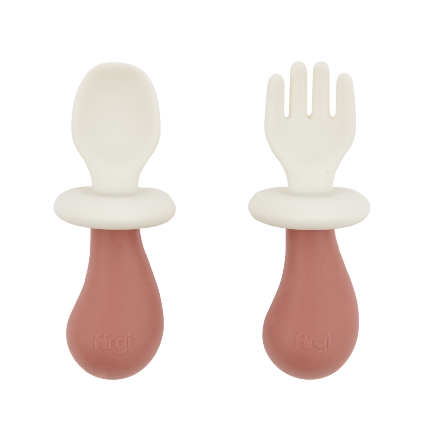 Firgi Korea Platinum Silicone Mushroom Baby-Led Weaning Spoon & Fork Set with Case
