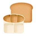 Khay Ăn Dặm Silicone Firgi Hình Bánh Mì Chia Ngăn Có Đế Hít Chống Đổ Cho Bé Ăn Dặm (Kèm Nắp Đậy)