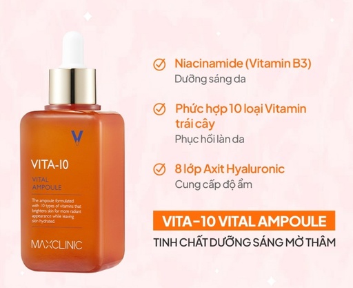 [P00000KM] Tinh Chất Dưỡng Sáng Da Mờ Thâm Maxclinic Vita-10 Vital Ampoule 100ml