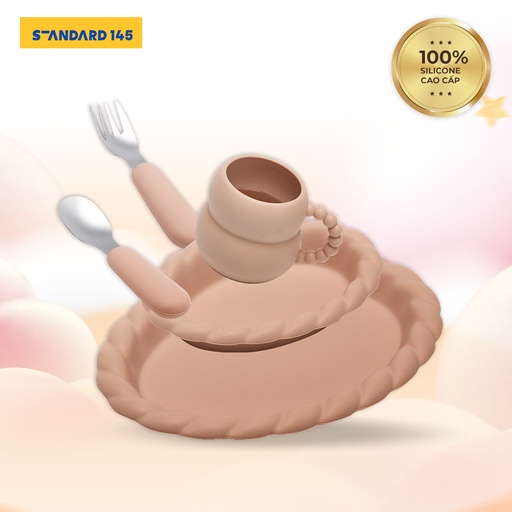 Standard145 4-Piece Twisted-Rim Silicone Baby Feeding Set