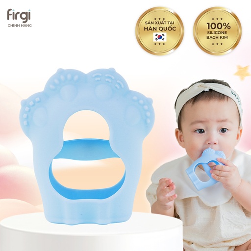 Gặm Nướu Platinum Silicone Firgi Hàn Quốc Hình Mèo Không Chứa BPA, Giảm Ngứa Lợi (Kèm Hộp Đựng)