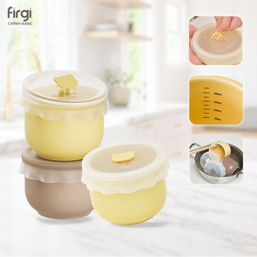 Firgi Korea Premium Chip-Resistant Ceramic Baby Food Jar with Silicone Lid 250ml