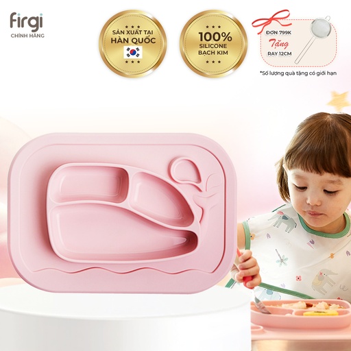 Firgi Korea Platinum Silicone Whale-Shaped Divided Suction Weaning Tray