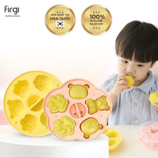 Khuôn Silicone Làm Bánh Muffin, Cupcake, Đồ Ăn Dặm Cho Bé Little Cloud Hình Động Vật (Kèm Nắp)