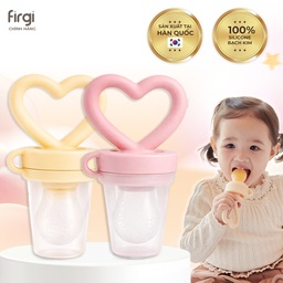 Túi Nhai Silicone Ăn Dặm Chống Hóc Cho Bé Firgi Hàn Quốc, Túi Nhai Trái Cây, Núm Nhai Hình Trái Tim