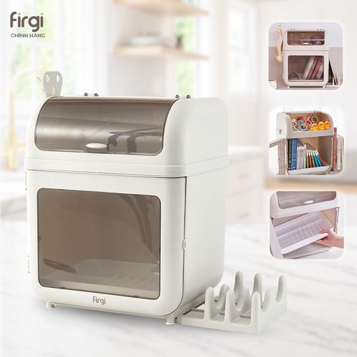 Firgi Korea 2-Tier Multi-Purpose Drying Rack for Baby Utensils & Bottles, with Hooks & Stand